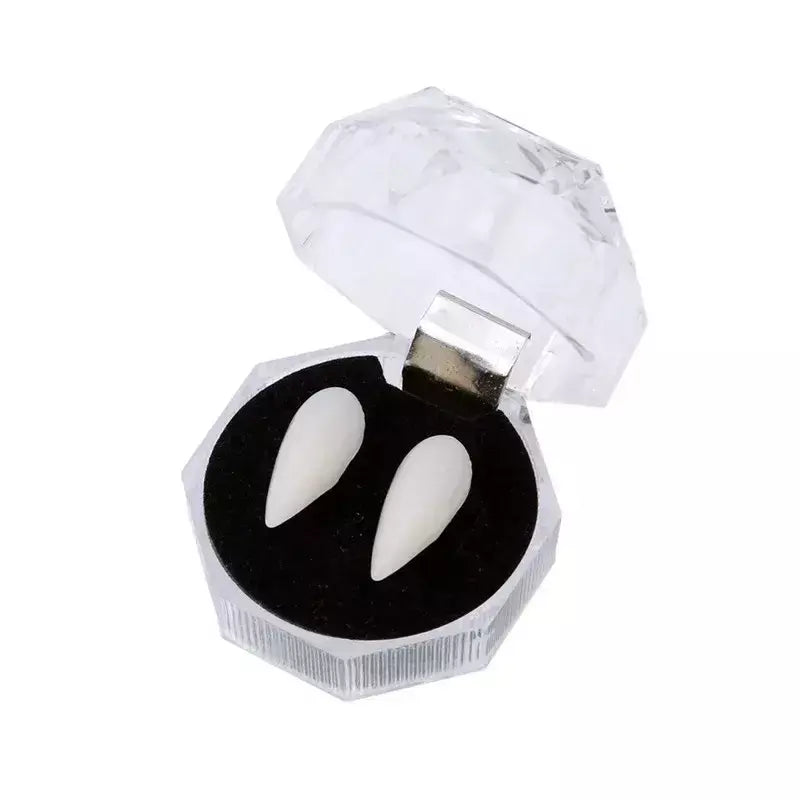 Dentes de vampiro presas dentaduras adereços traje de halloween adereços dentes falsos cola sólida adesivo dentadura decoração de festa de halloween