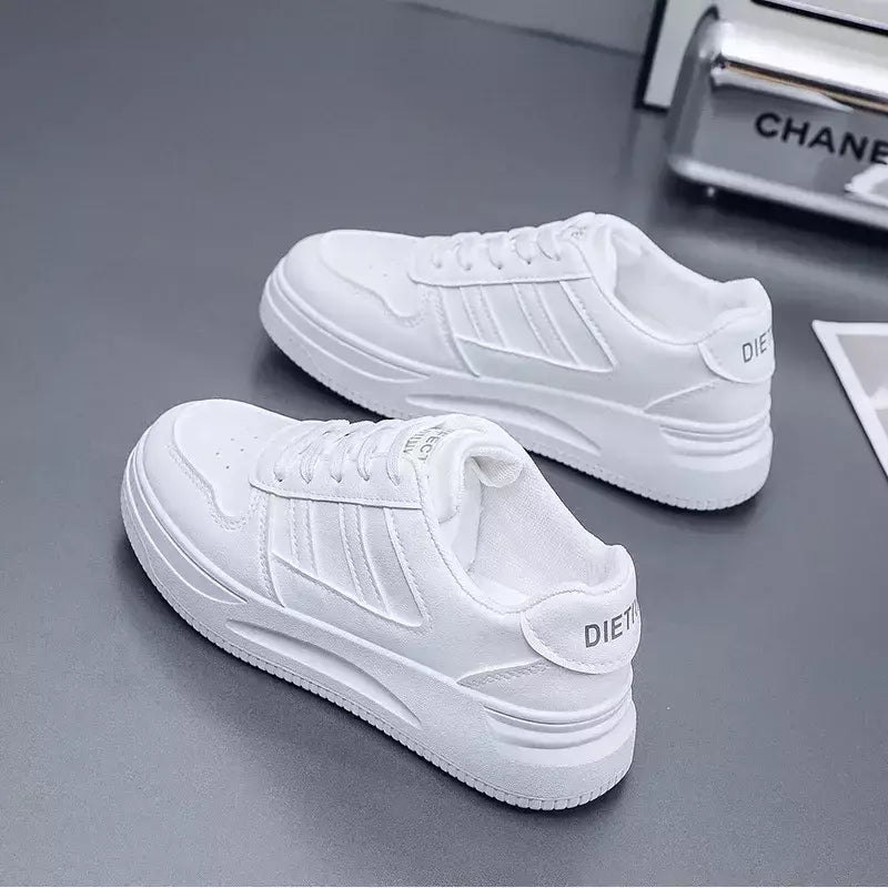 Calçado esportivo casual resistente ao desgaste para mulheres, tênis feminino respirável, sapatos brancos simples para senhora, novo, 2024