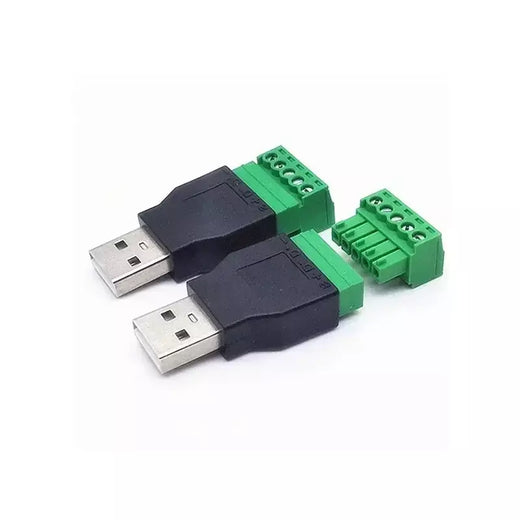 Conector tipo usb 2.0 com terminal de parafuso de 5 pinos, tomada usb macho fêmea sem solda para computador, tv, telefone, teclado, mouse