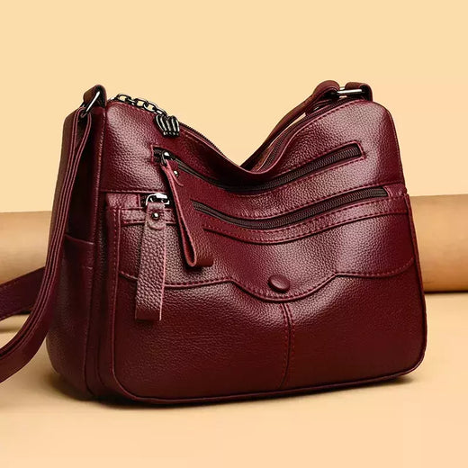 Bolsa de ombro de couro macio para mulheres, grande capacidade, bolsa mensageiro, alta capacidade, nova moda, mãe transfronteiriça, 20024