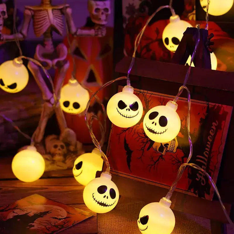 2025 decoração do dia das bruxas luzes da corda fantasma led espectro assustador luzes de fadas fantasmas bateria operado festa decoração interior 830