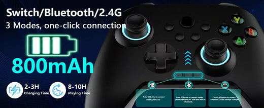Controlador de interruptor/sem fio 2.4G com iluminação RGB/teclas de programação/joystick de corredor/obturador de corredor/vibração, gamepad Android