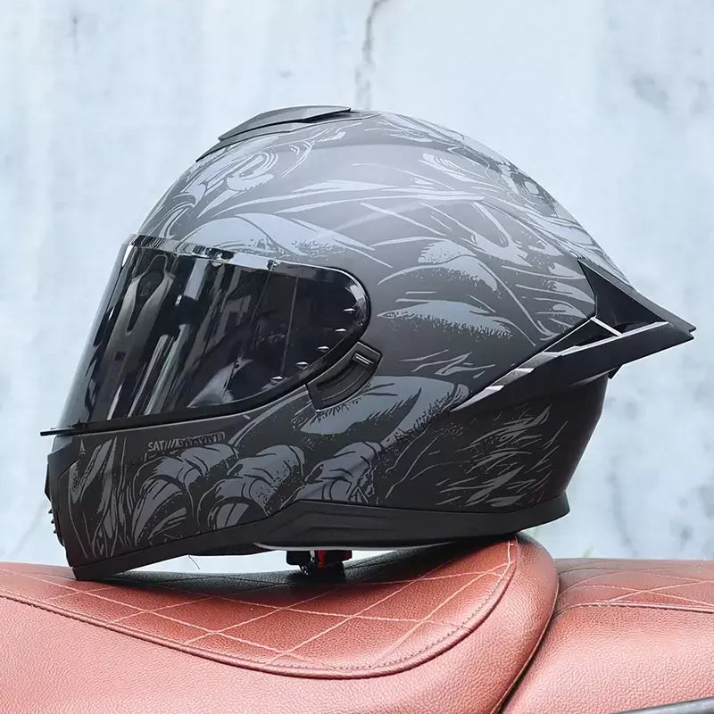 Capacete de motocicleta, capacete integral de espelho duplo masculino e feminino, carro esportivo de motocicleta, capacete integral para todas as estações