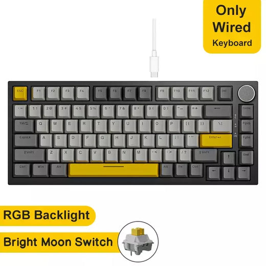 Ajazz ak820/ak820pro teclado mecânico para jogos 75% 82 teclas com fio modo único/bluetooth teclado gamer sem fio para laptop pc