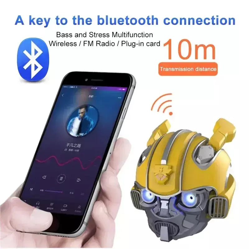 Bumblebee alto-falantes bluetooth transformadores novo criativo dos desenhos animados cartão sem fio mini ao ar livre baixo pequeno acústico megafone eco dot