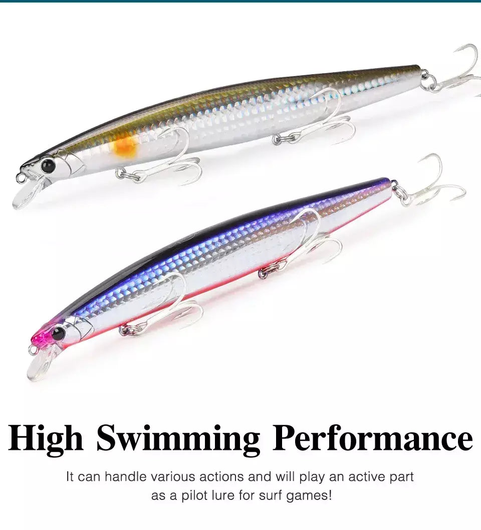 TSURIKNOYA-STINGER 163S-Ultra Long Casting Saltwater Sinking Minnow, Iscas de Pesca, Iscas Artificiais Duras para Robalo, 163mm, 34.2g