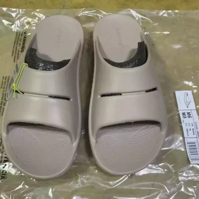 Oofos-sandálias leves para homens e mulheres, sapatos de praia, chinelos, fundo macio, interior, casa