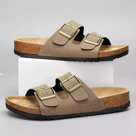 Sandálias masculinas de couro para praia, chinelo confortável, sapatos de marca original, verão 2022