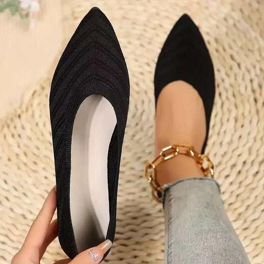 Sapatilhas femininas de malha, sapatilhas casuais, dedo do pé pontiagudo, mocassins para barcos de escritório, cor sólida, novo, 2022, 2024