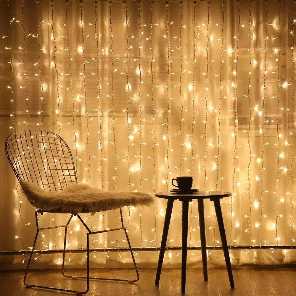 Luz de cortina solar 500LED à prova d'água Luz de férias de fada de guirlanda de jardim para pavilhão de jardim 110v 220v