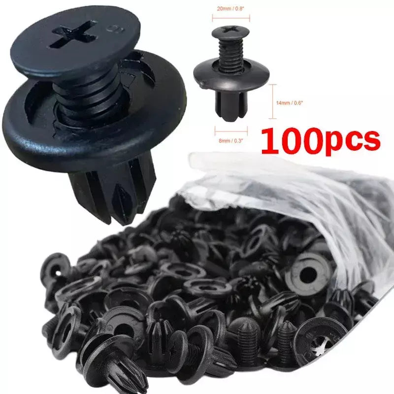 5/100 pçs 8mm rebites de plástico fixadores parafuso pára-choque do carro preto rebite clipes fixadores do carro para toyota focus kia nissan yamaha