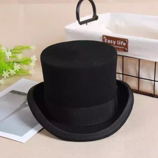 Chapéu Fedora liso unissexo de lã, Chapéu alto de homem, Boné mágico, Cinta cilíndrica, Steampunk, Versátil, Panama, Mágico, Cavalheiro, 2024