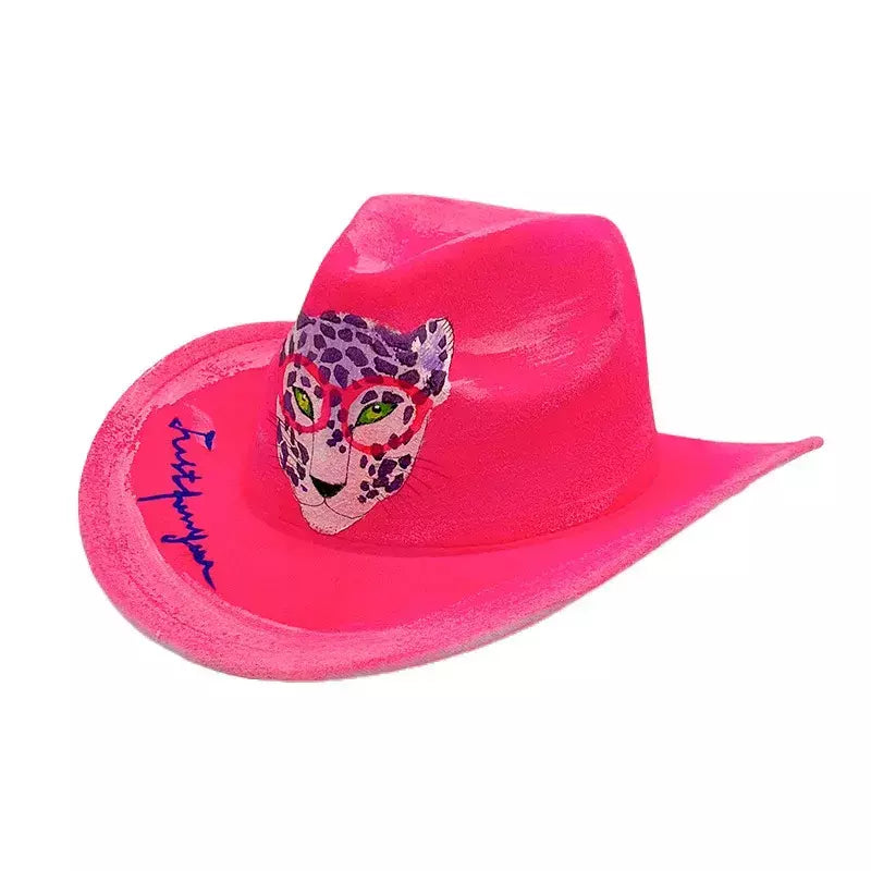 Chapéu de festa de Halloween, desempenho de máscaras coloridas pintadas à mão, adereço de festival fantasma, chapéu de cowboy de Natal