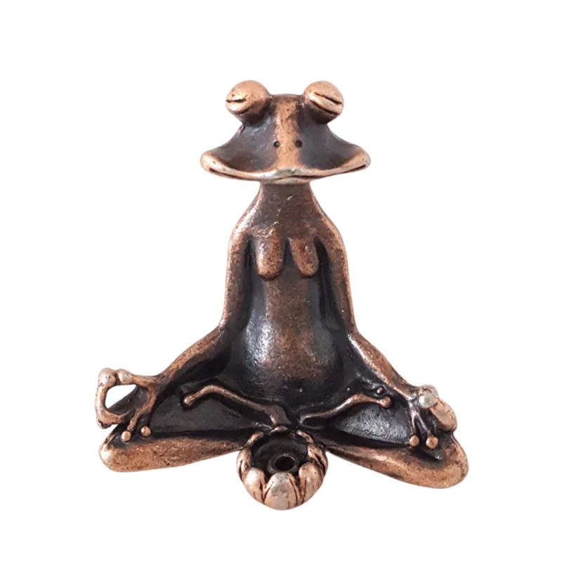 Antigo bronze meditação zen sapo estátua ornamento cobre escultura animal queimador de incenso casa decorações mesa chá animal estimação