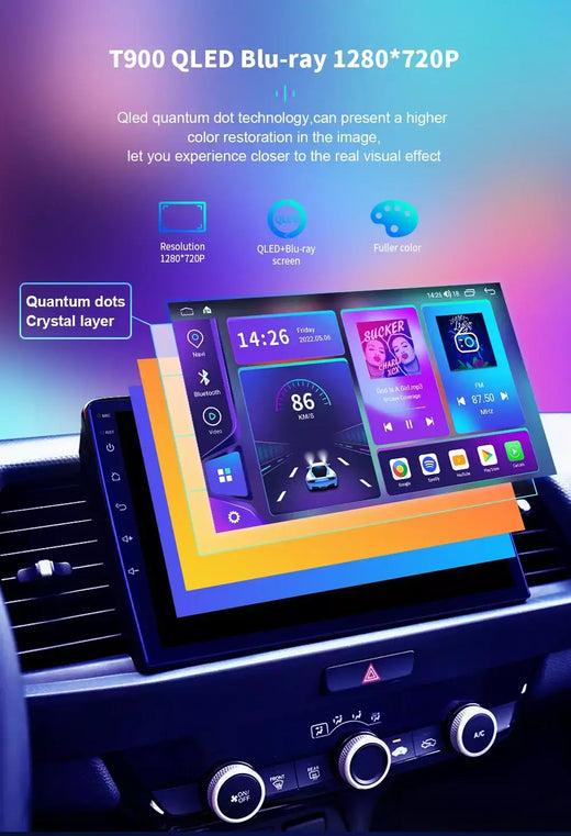 EKIY T900 8G 128G Universal Car Radio Multimídia Bru-ray QLED Navegação GPS Estéreo Android Auto Carplay BT 2 din DVD Unidade Principal