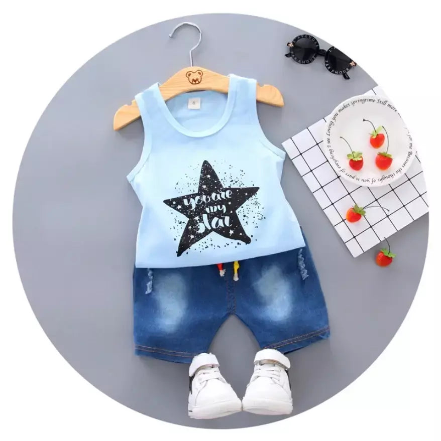 Conjunto de roupas infantis de verão, roupas esportivas de basquete, tops sem mangas + shorts, 2 peças/terno, meninos e meninas