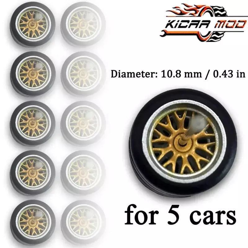 Rodas com pneus de borracha fixos, ramos falou para Toy Model Diecast carros, recusando peças para hotwheels (5 conjuntos para 5 carros), 1: 64