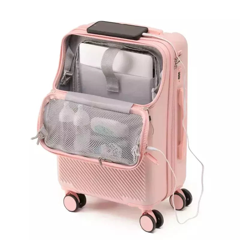 Bagagem de Trolley de Abertura Frontal com Senha, Mala de Viagem, Carry on Bagag