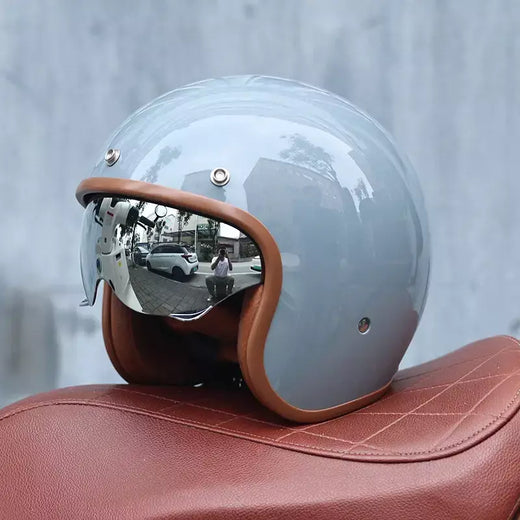 060- Capacete de motocicleta retrô, capacete de segurança de motocicleta masculino e feminino, carro elétrico de cruzeiro, meio capacete Four Seasons 3/4