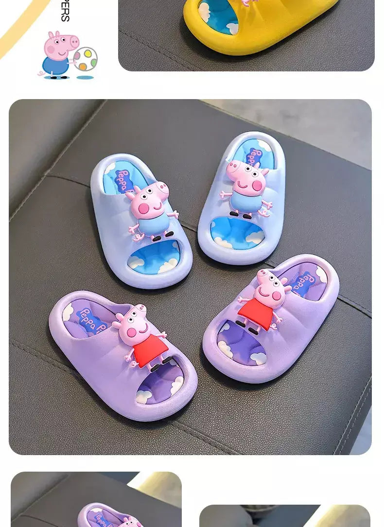 Peppa Pig Sandálias femininas de verão 2025 Novo estilo antiderrapante chinelos de banho internos para crianças em casa