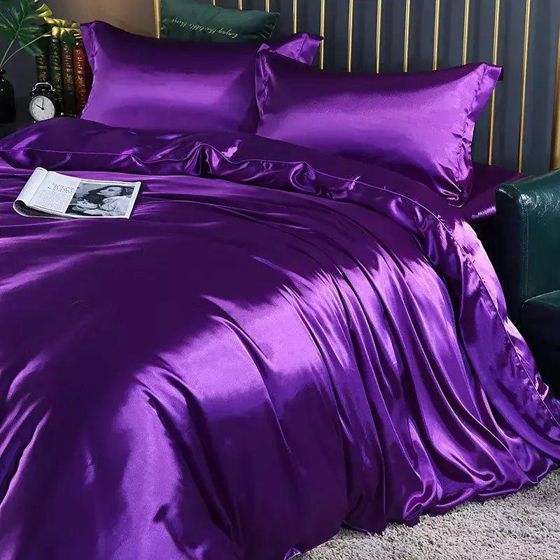 Conjunto De Cama De Luxo Com Capa De Edredão, 100% Seda, Duplo King e Queen Size, Conjuntos De Roupa De Cama, Kit De Capa De Cama, 4PCs