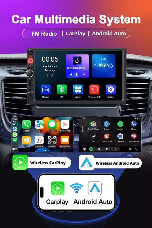 Lihx tela ips 7 polegadas carplay android auto autoradio 2din rádio do carro estéreo multimídia para volkswagen honda toyota hyundai kia