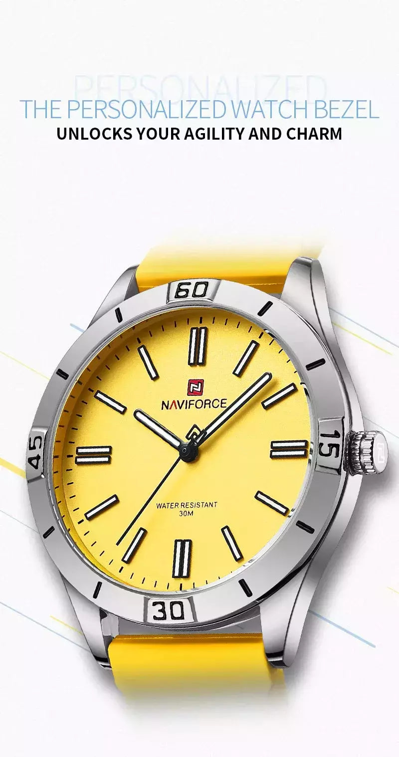 Naviforce relógio de pulso feminino simples, pulseira de silicone impermeável, novo design, moda, para senhoras, 2024
