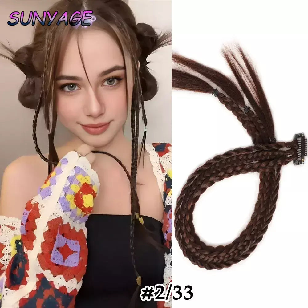 Peruca sintética tranças com clipe trança de boxe dreadlocks clipe na extensão do cabelo tranças sujas boxer trança resistente ao calor postiços