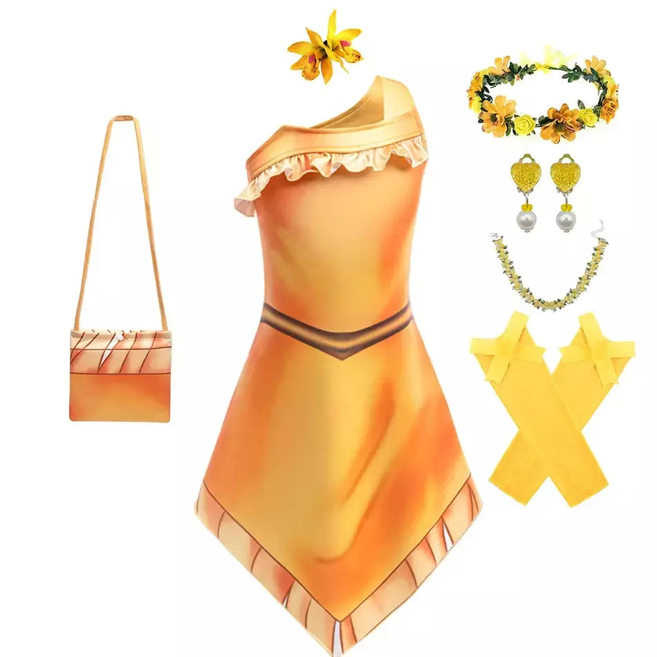 Indiano pocahontas princesa cosplay vestido meninas matoaka festa de halloween disfarce traje crianças dos desenhos animados filme fantasia outfits