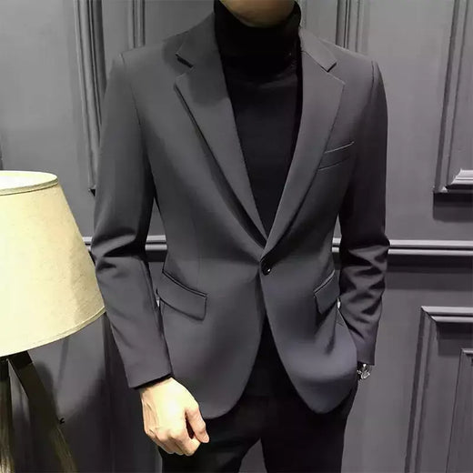 Blazer fino de negócios masculino, roupas estilo coreano, casaco casual, terno elegante, jaquetas marrons, de alta qualidade, 2024