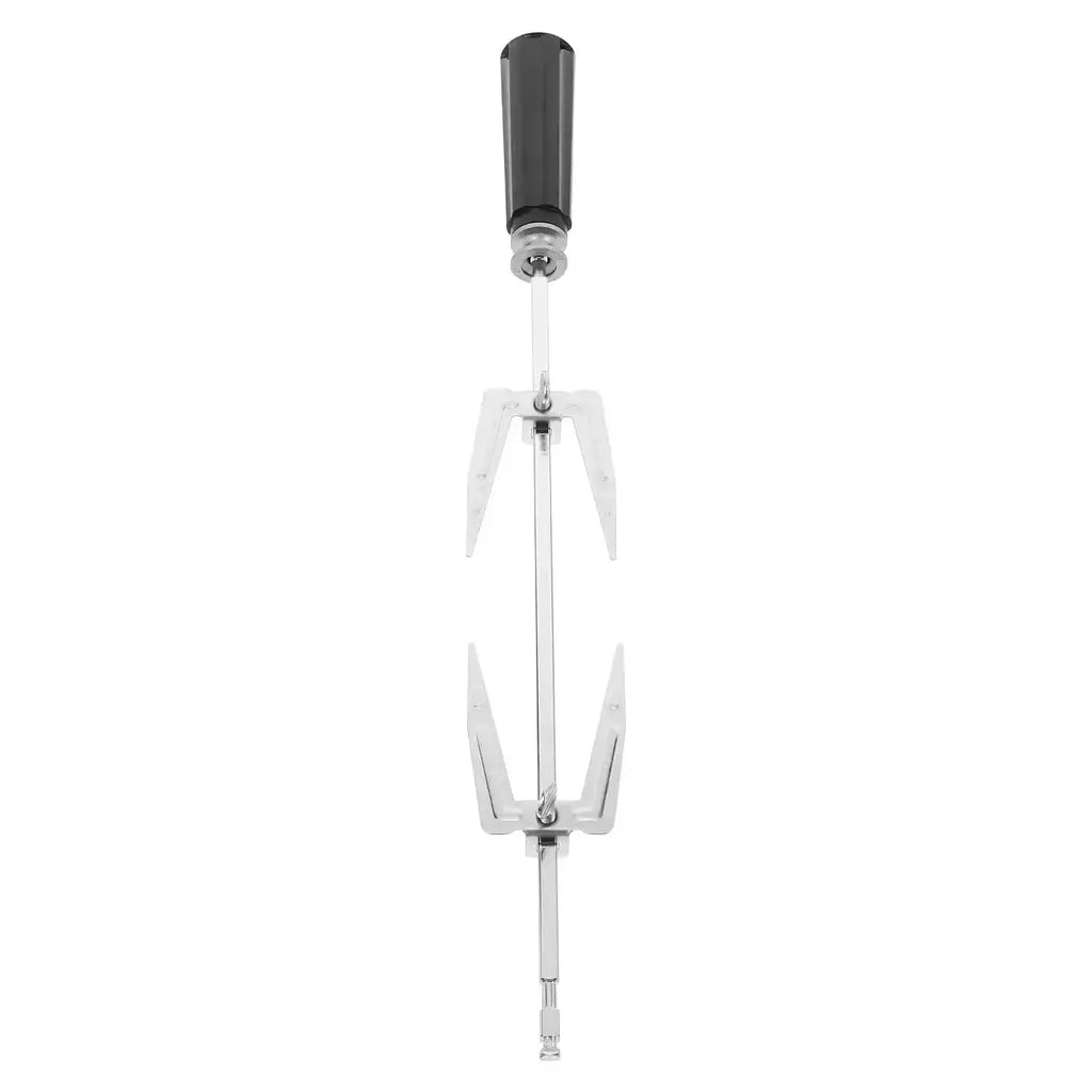 Garfo giratório de aço inoxidável para churrasco, garfos duplos para rotisserie de peru, parafusos de alça resistentes ao calor, grelha segura