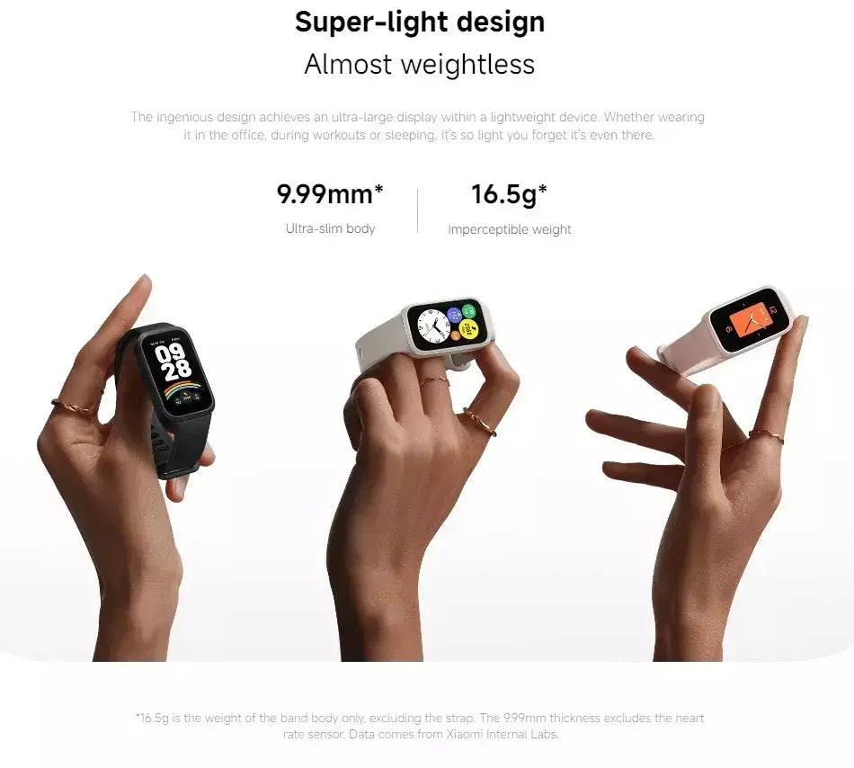 Versão global Xiaomi Smart Band 9 Active 1.47 ''Display 5ATM Modo de vida útil da bateria de 18 dias Monitoramento de saúde e fitness durante todo o dia