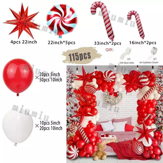 Decorações balões de natal guirlanda arco vermelho metálico ouro com homem de gengibre estrelas balão foil para decoração de festa de natal
