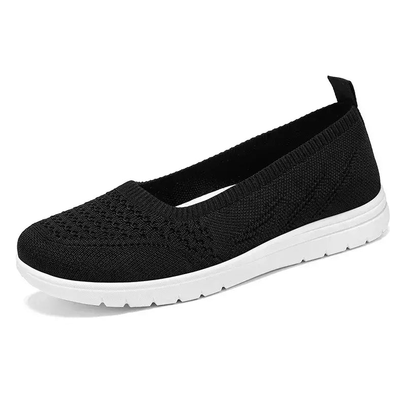 Sandálias de plataforma antiderrapante para mulheres, mocassins respiráveis, sapatos de caminhada casuais, monocromáticos, deslizantes, malha, moda, verão