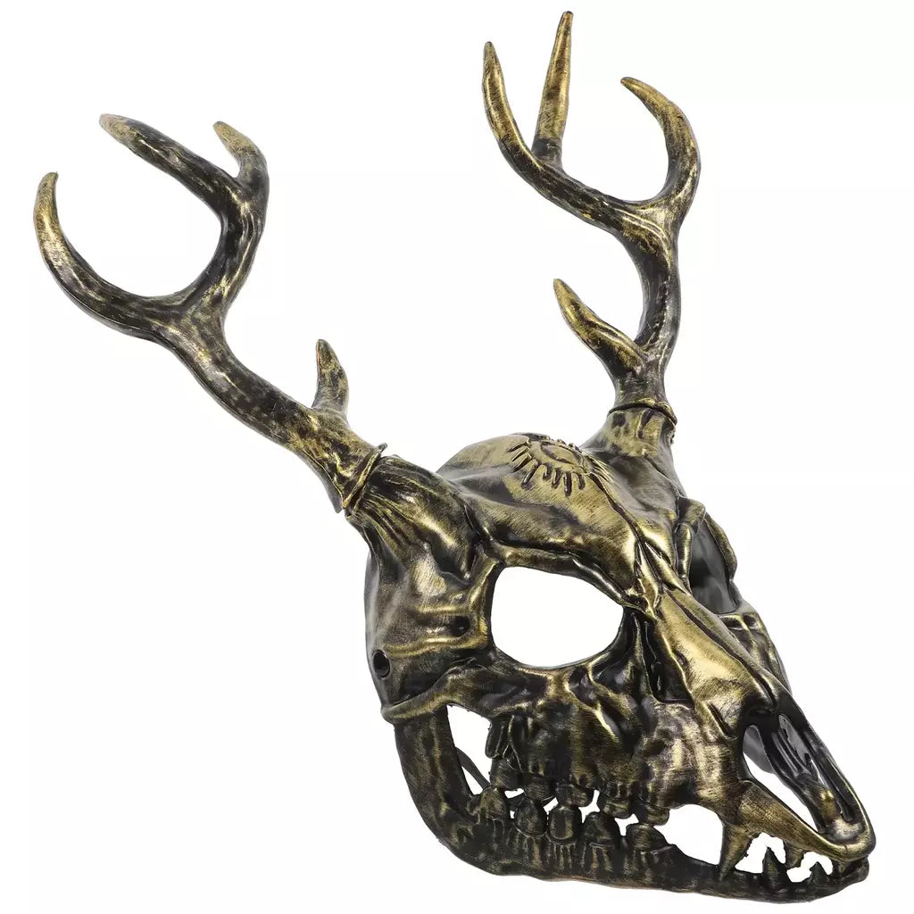 Máscara de antler halloween cosplay máscara animal máscara realista com chifres para festa de máscaras confortável veado traje máscara prop