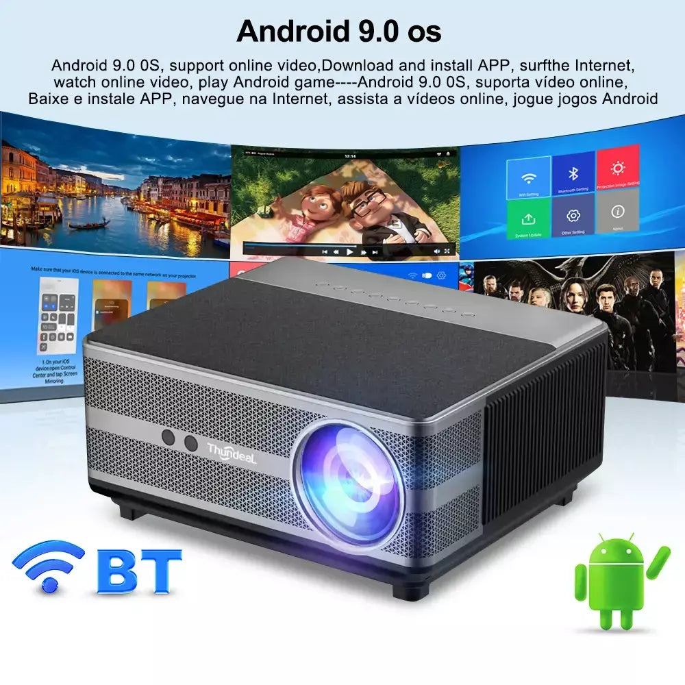 ThundeaL Projetor Android TD98 WiFi LED Vídeo Feixe de Filme TD98W Home Theater projetor 4k portátil smart tv home-appliance projetor 1080P nativo projetores no brasil