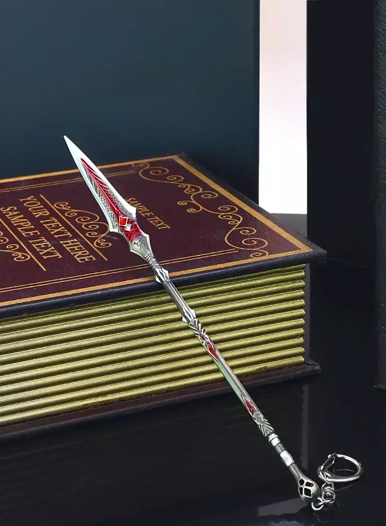 Novo 22cm deus da guerra lança arma ragnarok draupnir arma de metal samurai espada mochila chaveiro coleção festival presente brinquedo criança