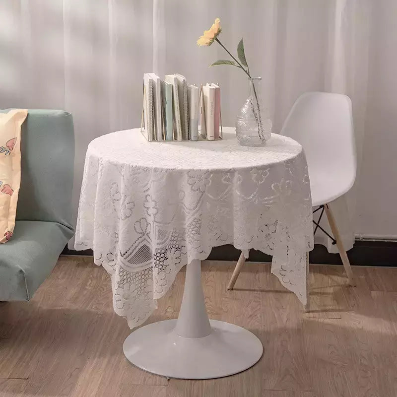 Toalha De Mesa De Renda Branca, Cobertura De Mesa De Jantar, Decoração De Festa De Casamento, Tampas De Mesa, Sala De Estar, Decoração De Mesa