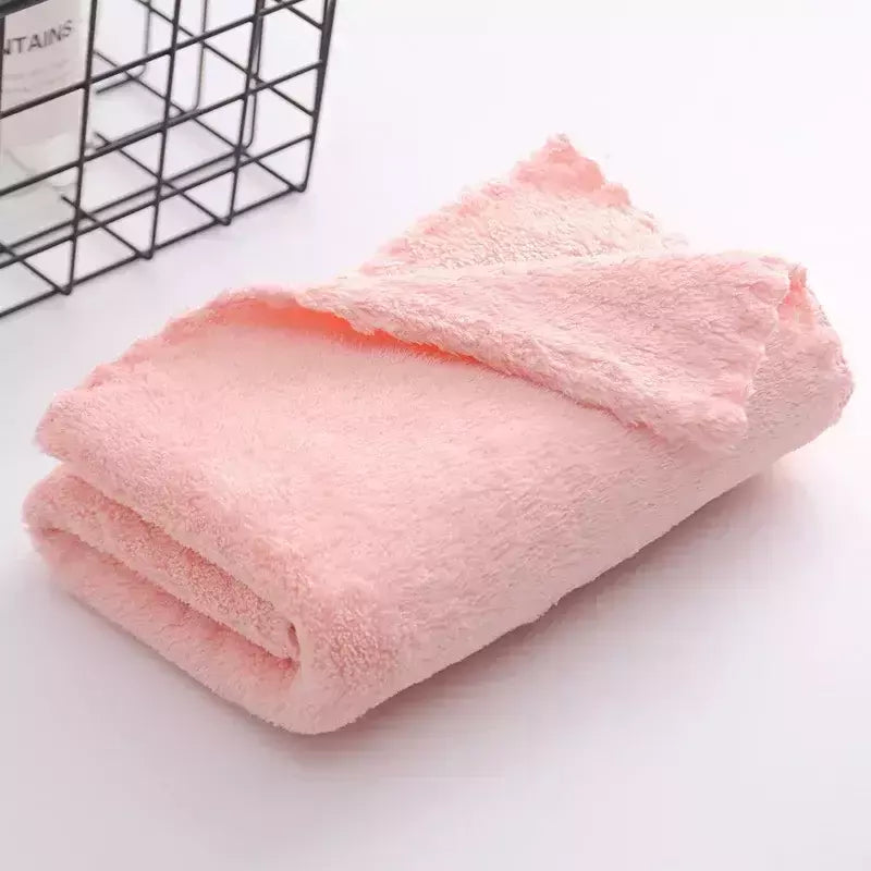 Toalha de rosto absorvente de microfibra grossa, alta densidade, velo coral, secagem rápida, macio, absorvente, limpo, rosto