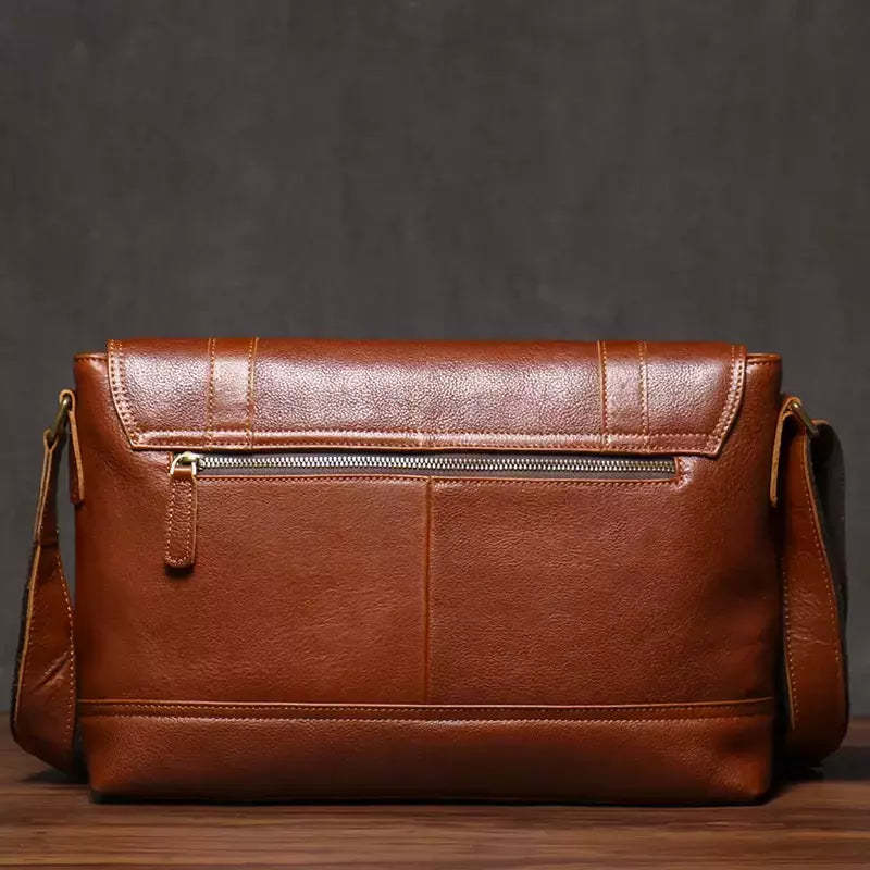 ROOG-Maleta de couro genuíno, bolsa mensageiro de luxo masculina, estilingue de ombro vintage, tiracolo para iPad 12.9 ", alta qualidade