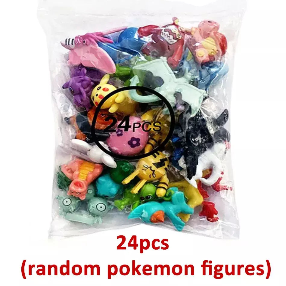Pokémon Pikachu Mini Action Figure Model Toy para Crianças, Bonecas Coletivas Anime, Presentes de Aniversário, Não Repetindo, 24 Unidades, Conjunto, 2-3cm