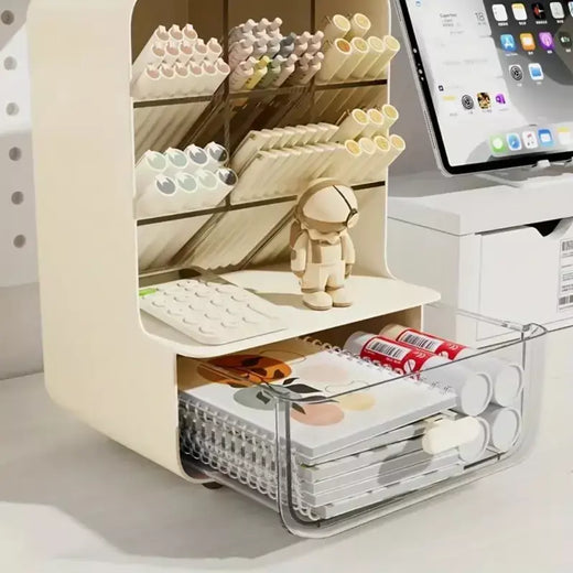 Suporte de caneta multicamadas, organizadores de grande capacidade, inserção inclinada, organizador de mesa, caixa de armazenamento, acessórios, material escolar de escritório