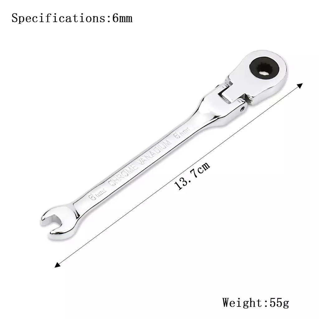 Chave de catraca de chaves, conjunto de ferramentas manuais, catraca de 72 dentes, cabeça flexível, acabamento espelhado, 6mm-27mm, reparo automático e doméstico, 1 peça
