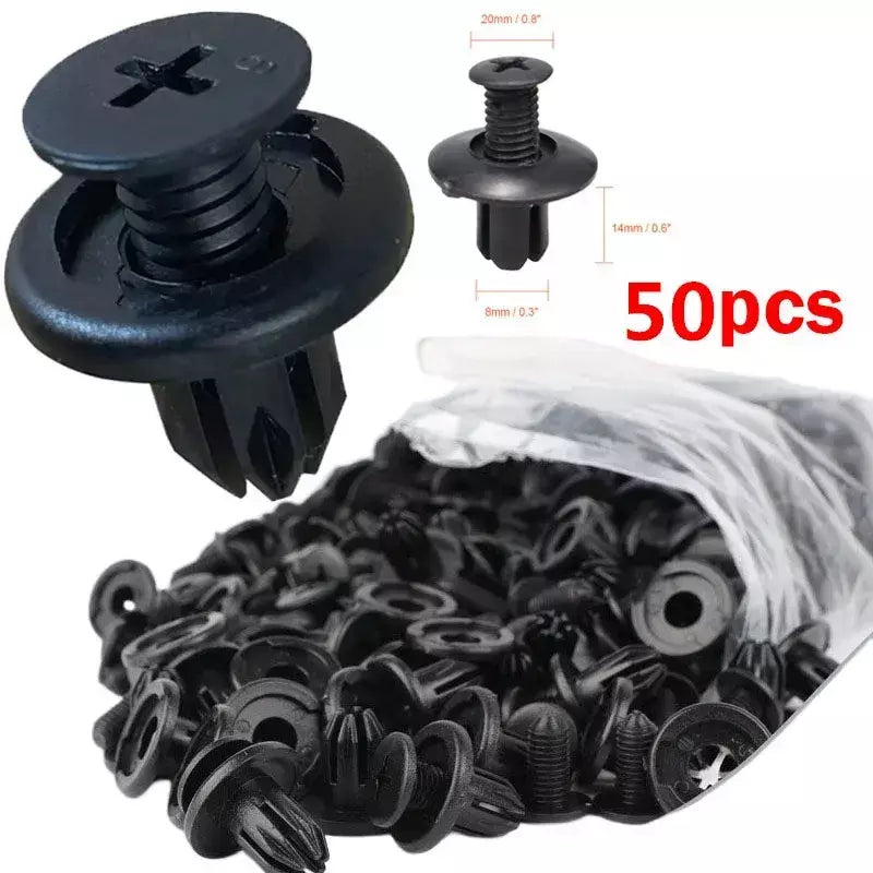 5/100 pçs 8mm rebites de plástico fixadores parafuso pára-choque do carro preto rebite clipes fixadores do carro para toyota focus kia nissan yamaha