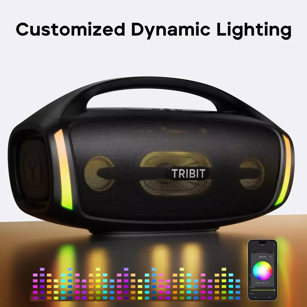 TRIBIT StormBox Blast 2 - Caixa de som Bluetooth potente, 200 W de potência com subwoofer, caixa de som grande, à prova d'água IP67, 30 h de reprodução, controle por aplicativo, LED RGB, para karaokê de festa