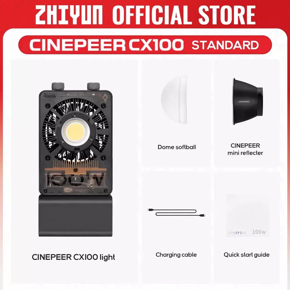 Do brasil sem taxa Zhiyun oficial cinepeer cx100 100w portátil led cob luz de bolso luz de vídeo bicolor foto luz de preenchimento fotografia iluminação