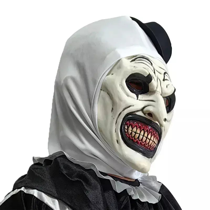 Horror Terrifier Palhaço Cosplay Máscara, Látex, Suave, Demônio, Mal, Coringa, Festa de Halloween, Fantasia, Adulto, Tamanho Único