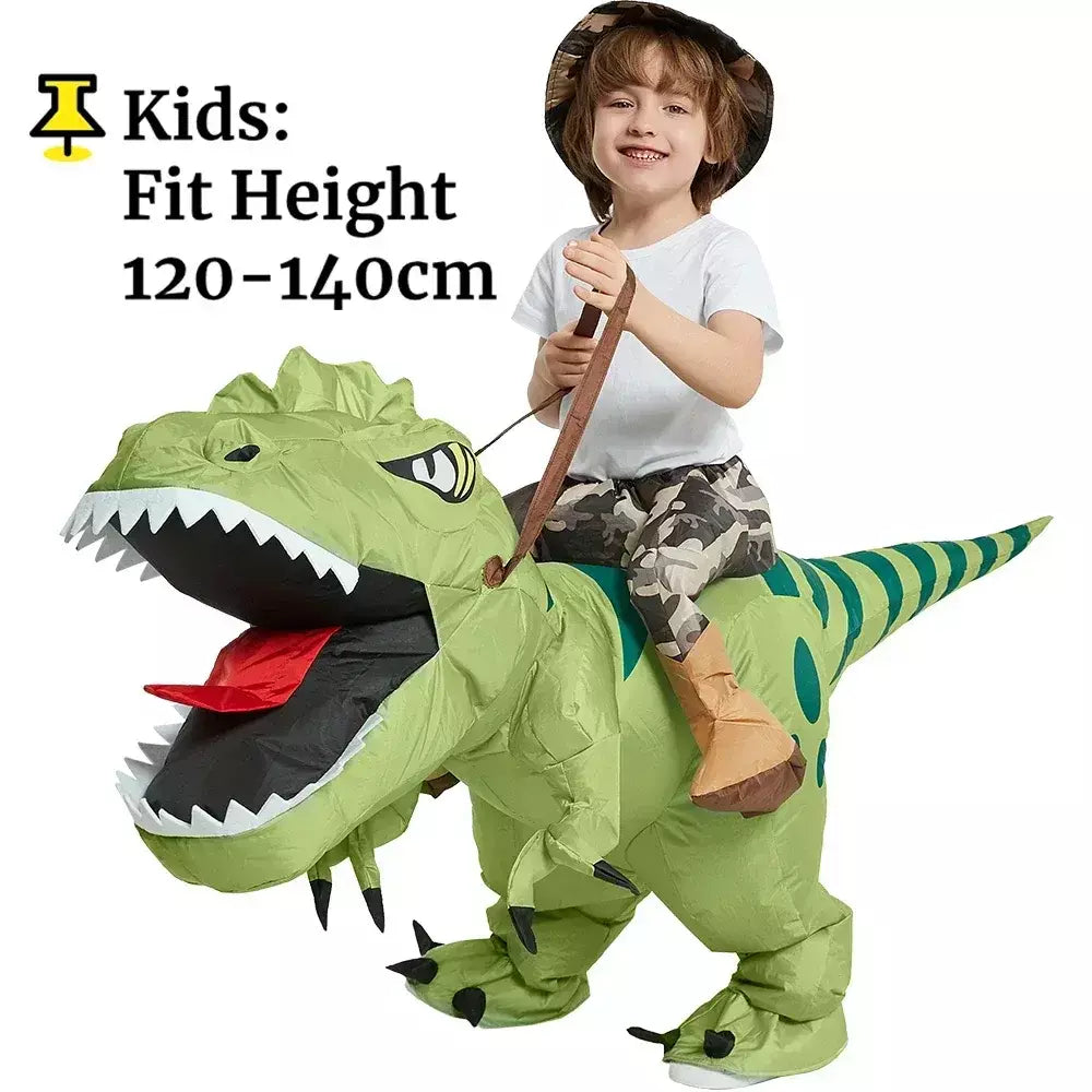 Traje de dinossauro inflável para adultos e crianças, Velociraptor, Festa de Carnaval de Halloween, Desenhos Animados Divertidos, Role Playing