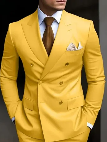 Ternos marrons slim fit de 2 peças para homens, trespassado duplo, lapela Peaked, blazer formal, jaqueta e calça, sob medida, alta qualidade