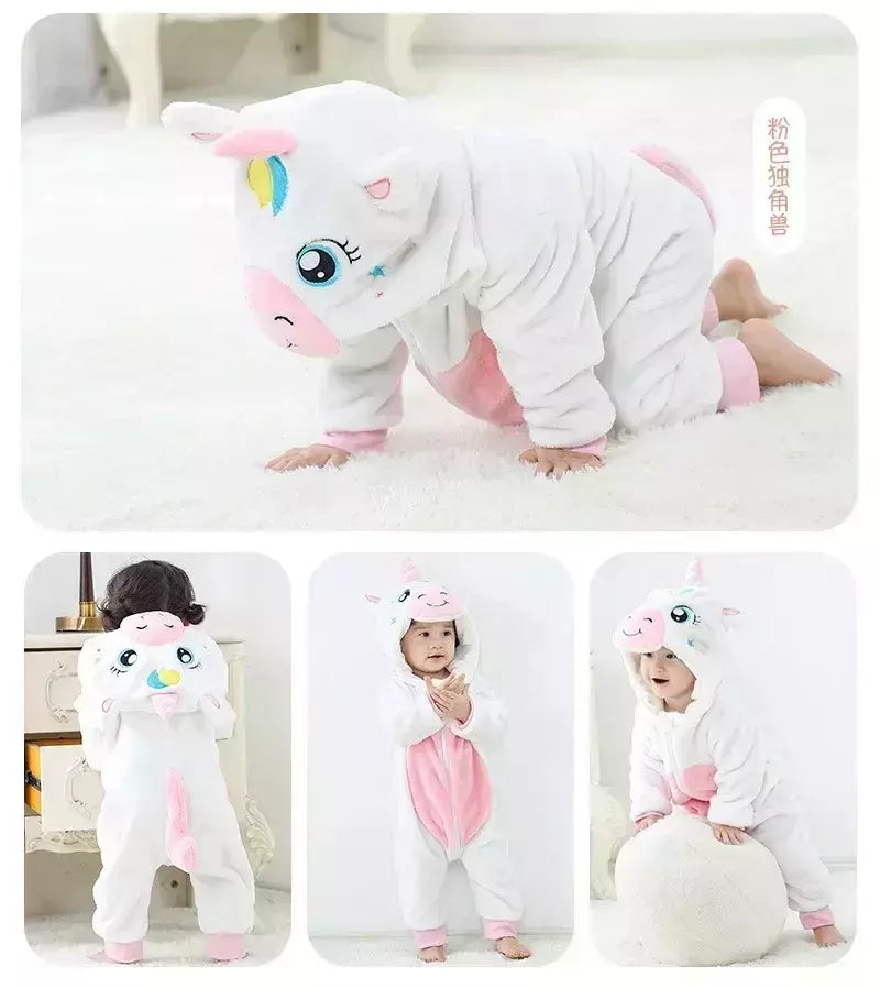 Macacão de flanela para bebés, Macacão Kigurumi, Macaco, Unicórnio, Vaca, Leão, Animal Cosplay, Pijama para 1 a 4 anos Crianças, Meninos, Inverno